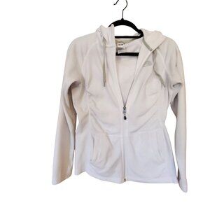 The North Face Womens White Full-Zip Hooded Fleece Jacket L 100% Polyester